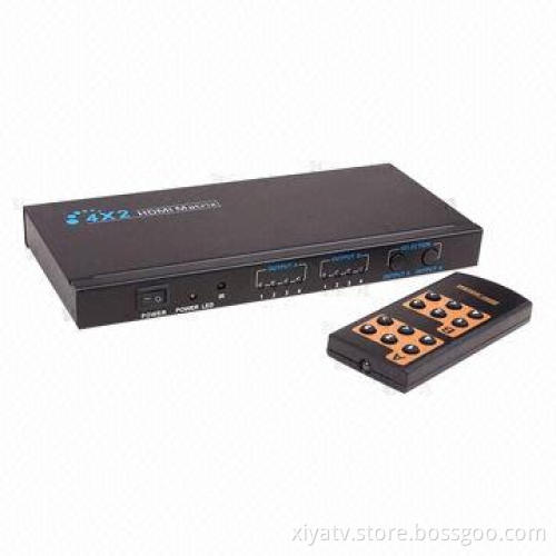 3D 4 x 2 HDMI Matrix Switch with Remote Control, 5V DC/2A Power Adapter